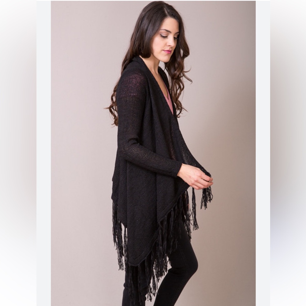 Daytrip Black Fringe Cardigan